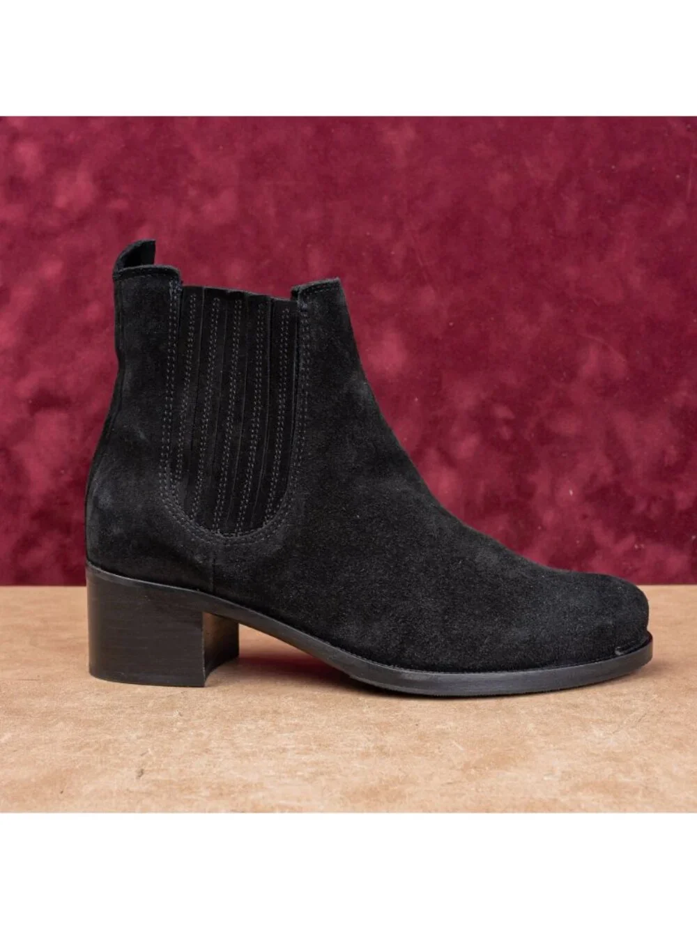 La Canadienne Wmn Prince Chelsea Western Cowboy Vibram Black Suede Boots Sz 8.5